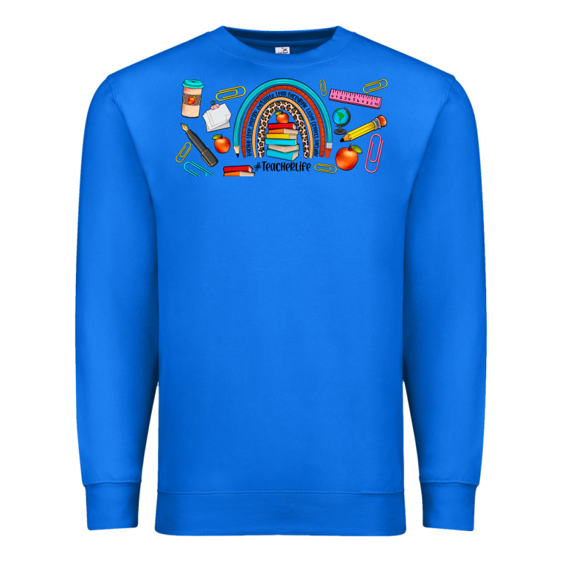 Teacher Life Rainbow Frosted Premium Sweatshirt by JahusDesignShop | Teevron