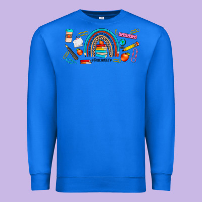 Teacher Life Rainbow Frosted Premium Sweatshirt Designed By Jahusdesignshop