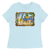 Baby Blue summer time pineapple and  beach Ladies Tee - BarkalooDesign