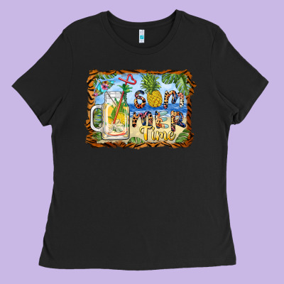 Summer Time Pineapple And  Beach Ladies Tee Designed By Barkaloodesign
