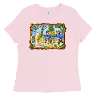 Bubblegum Pink summer time pineapple and  beach Ladies Tee - BarkalooDesign
