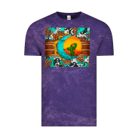 Cloud Purple sunflower desert cactus turquoise crescent Vintage Tee - Artiststas