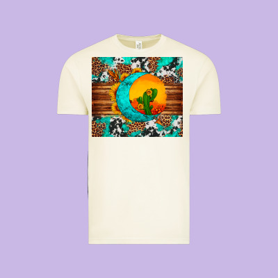 Sunflower Desert Cactus Turquoise Crescent Vintage Tee Designed By Artiststas