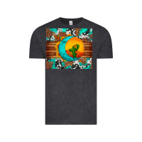 Vintage Black sunflower desert cactus turquoise crescent Vintage Tee - Artiststas