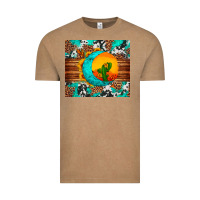 Vintage Coffee sunflower desert cactus turquoise crescent Vintage Tee - Artiststas