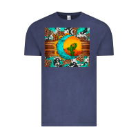 Vintage Denim sunflower desert cactus turquoise crescent Vintage Tee - Artiststas