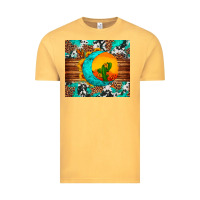 Vintage Mustard sunflower desert cactus turquoise crescent Vintage Tee - Artiststas