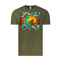 Vintage Olive sunflower desert cactus turquoise crescent Vintage Tee - Artiststas