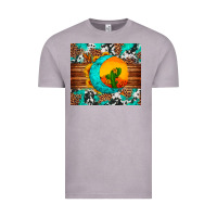 Vintage Zinc sunflower desert cactus turquoise crescent Vintage Tee - Artiststas