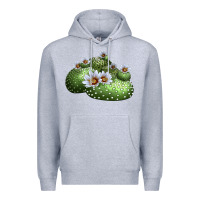 Heather Grey blossfeldia cactus Premium Hoodie - LillyAllenDesigns