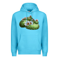 Ocean Blue blossfeldia cactus Premium Hoodie - LillyAllenDesigns