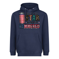 Navy Star Spangled Hammered Heavyweight Hoodie - CowhideDigitalArt