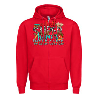 Red not all superheroes wear capes with books Zipper Hoodie - texasbilliewilder