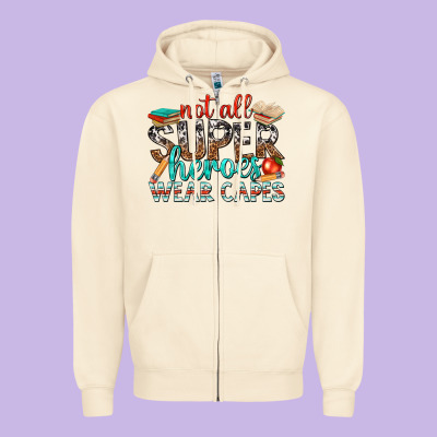 Not All Superheroes Wear Capes With Books Zipper Hoodie Designed By Texasbilliewilder
