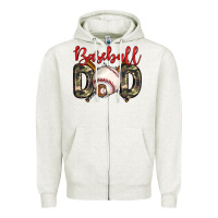 Oatmeal Heather baseball dad Zipper Hoodie - Zillion Design Studio