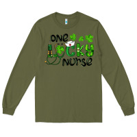 Army Green one lucky nurse Long Sleeve Tee - RanaPortraitStore