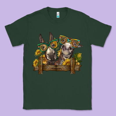 2 Donkeys With Sunflowers Classic Tee Designed By Barkaloodesign