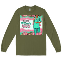 Army Green she works willingly with her hands afro nurse Long Sleeve Tee - RanaPortraitStore