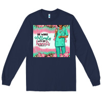Navy she works willingly with her hands afro nurse Long Sleeve Tee - RanaPortraitStore