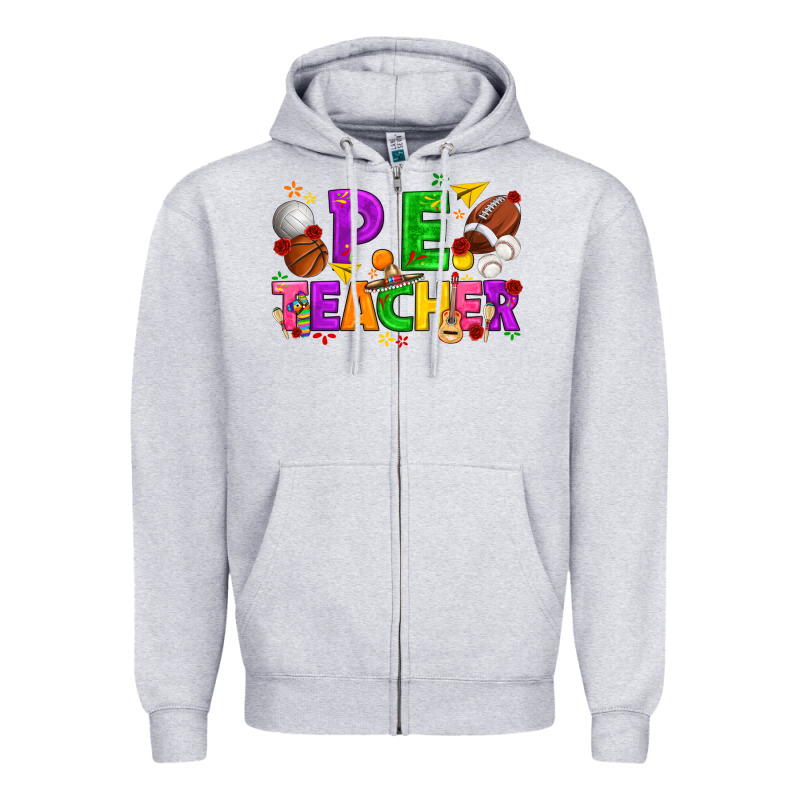 P.e. Teacher Cinco De Mayo Zipper Hoodie by texasbilliewilder | Teevron