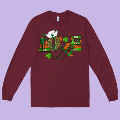 Long Sleeve Tee st patricks day love nurse