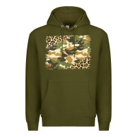 Army Green leopard camo pattern background Premium Hoodie - Jasminsmagicworld