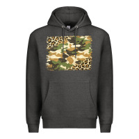 Charcoal Heather leopard camo pattern background Premium Hoodie - Jasminsmagicworld