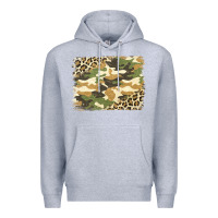 Heather Grey leopard camo pattern background Premium Hoodie - Jasminsmagicworld