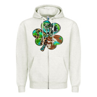 Oatmeal Heather western shamrock Zipper Hoodie - RanaPortraitStore