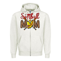 Oatmeal Heather softball mom Zipper Hoodie - Zillion Design Studio