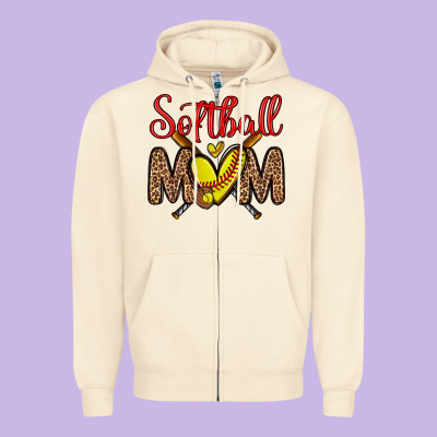 Softball Mom Zipper Hoodie Designed By Zillion Design Studio