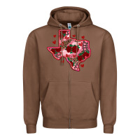 Chestnut valentine' s day texas map with roses Zipper Hoodie - RanaPortraitStore