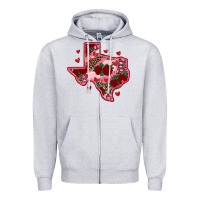 Heather Grey valentine' s day texas map with roses Zipper Hoodie - RanaPortraitStore