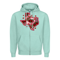Seafoam valentine' s day texas map with roses Zipper Hoodie - RanaPortraitStore