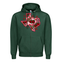 Sports Green valentine' s day texas map with roses Zipper Hoodie - RanaPortraitStore