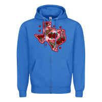 True Royal valentine' s day texas map with roses Zipper Hoodie - RanaPortraitStore