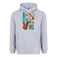 Heather Grey western love baseball Heavyweight Hoodie - HRA Design Shop