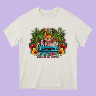 Summer Heavy Core Tee Designed By Cowhidedigitalart