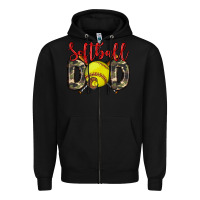 Black softball dad Zipper Hoodie - Zillion Design Studio