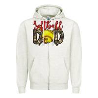 Oatmeal Heather softball dad Zipper Hoodie - Zillion Design Studio