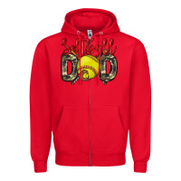 Red softball dad Zipper Hoodie - Zillion Design Studio