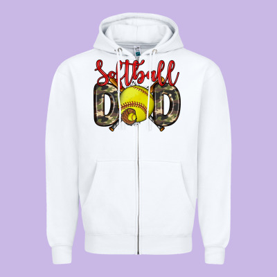 Softball Dad Zipper Hoodie Designed By Zillion Design Studio