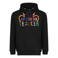 Black all american teacher Heavyweight Hoodie - CowhideDigitalArt
