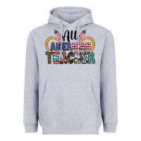 Heather Grey all american teacher Heavyweight Hoodie - CowhideDigitalArt