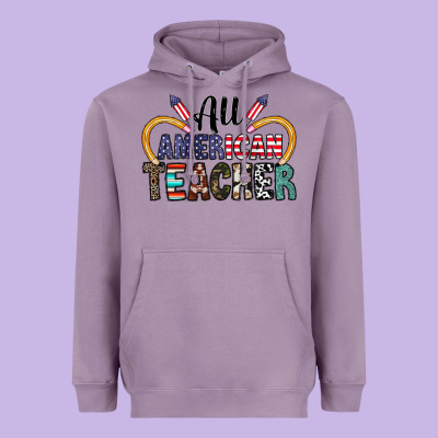 All American Teacher Heavyweight Hoodie Designed By Cowhidedigitalart