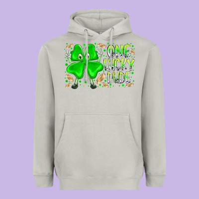 One Lucky Dude Heavyweight Hoodie Designed By Racoondesign