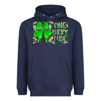 Navy one lucky dude Heavyweight Hoodie - RacoonDesign