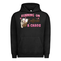 Pigment Black running on caffeine & chaos Urban Hoodie - MaliasSmallBusiness
