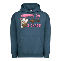 Pigment Midnight Navy running on caffeine & chaos Urban Hoodie - MaliasSmallBusiness