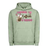Pigment Oil Green running on caffeine & chaos Urban Hoodie - MaliasSmallBusiness